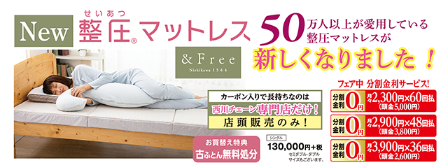 西川New整圧マットレス　整圧敷きふとん ＆Free　アンドフリー